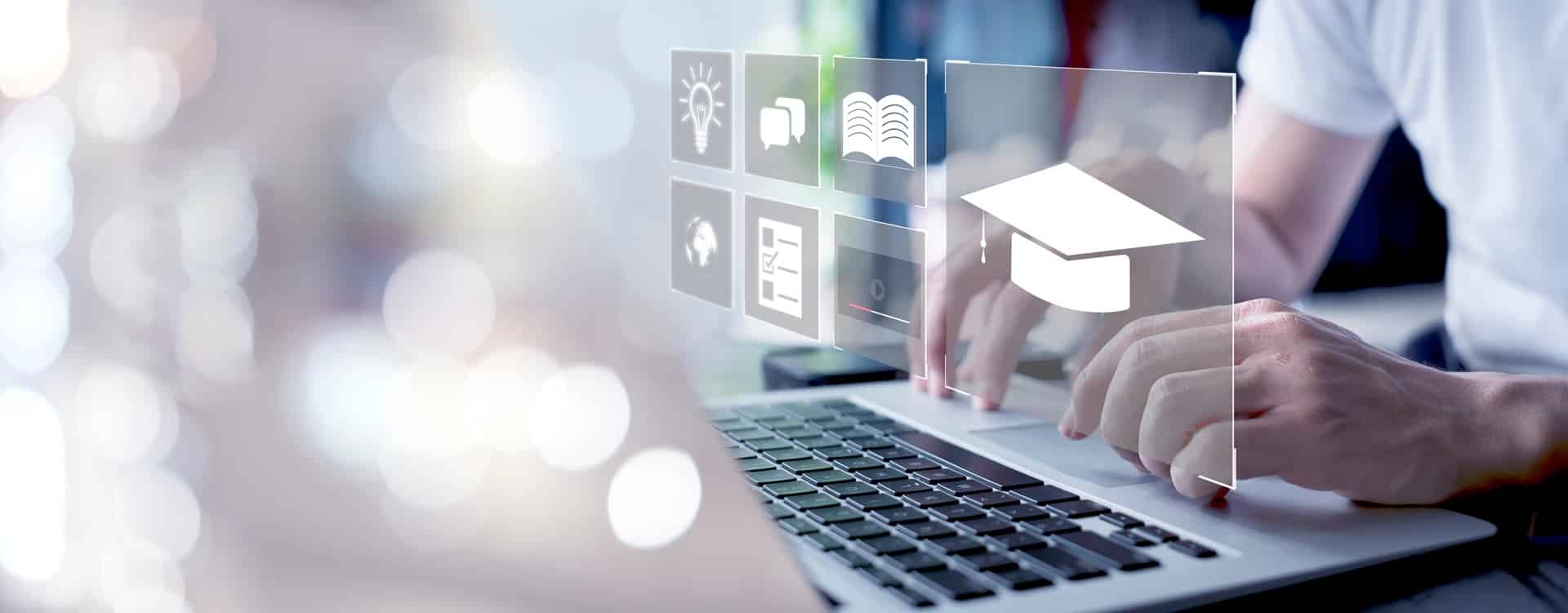 Digitale Bildung mit Laptopsymbolen | Kosten Privatschule Berlin